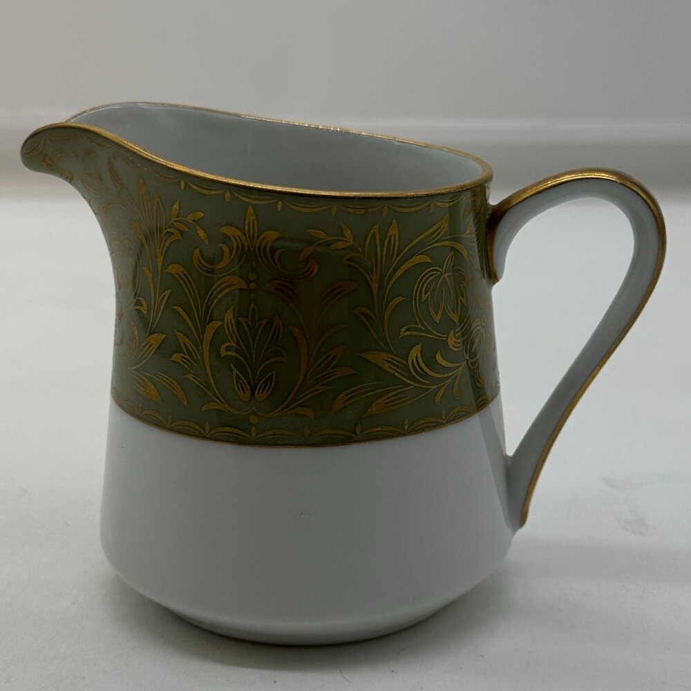 Vintage Wyndham Lafayette Creamer 3 1/8" #343 Fine China Japan White Green EUC